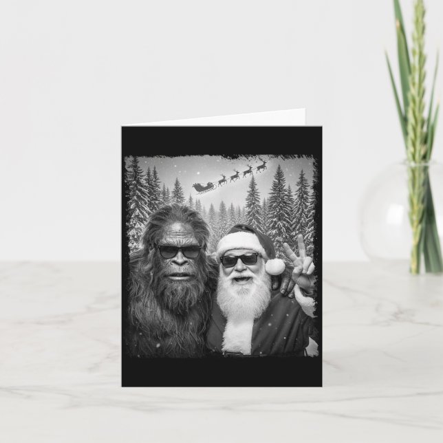 Funny Sasquatch Meme Cool Selfie With Santa Christ Karte (Vorderseite)