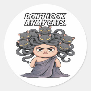 Funny Sassy Cat Lover Mythology Medusa Runder Aufkleber