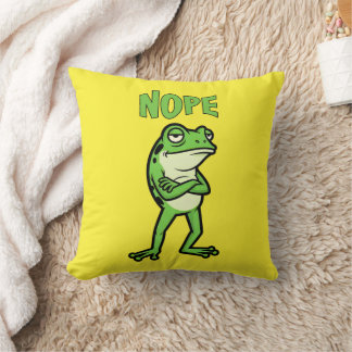 Funny Sassy Frog Nope, Grumpy Toads Cartoon Illus Kissen