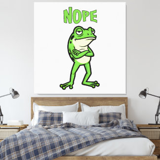 Funny Sassy Frog Nope, Grumpy Toads Cartoon Illus Leinwanddruck