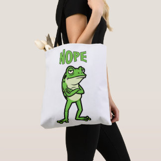 Funny Sassy Frog Nope, Grumpy Toads Cartoon Illus Tasche