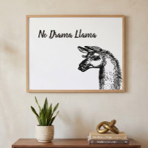 Funny Sassy No Drama Llama Zeichnend Schwarz und W