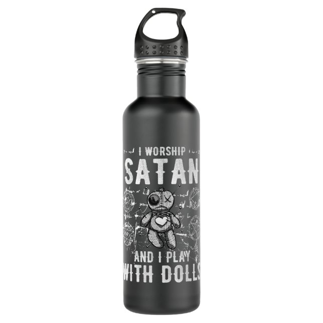 Funny Satanic ich bete Satan und ich spiele mit Pu Edelstahlflasche (Vorderseite)