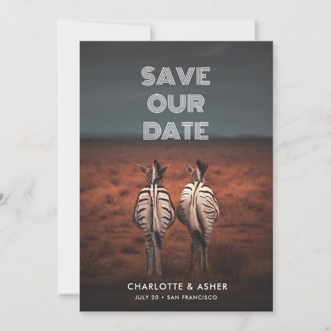 Funny Save the Date Animal Couple Theme (Vorderseite)