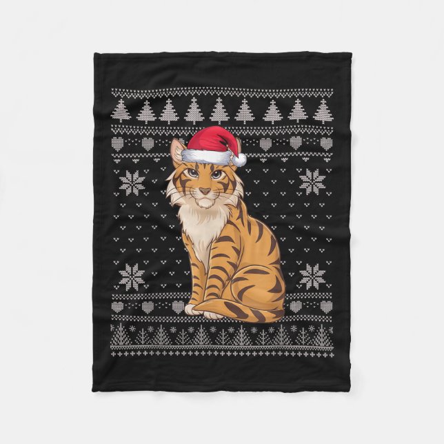 Funny Savh Cat Ugly Christmas Sweater WeihnachtsWe Fleecedecke (Vorderseite)