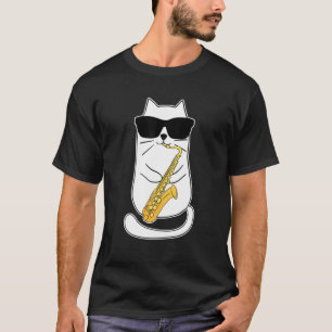 Funny Saxophon Cat Musician Jazz Music Lover T-Shirt