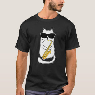Funny Saxophon Cat Musician Jazz Music Lover T-Shirt