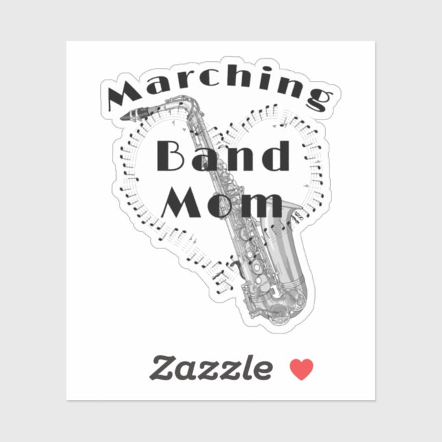 Funny Saxophon Marching Band Mama Aufkleber (Blatt)