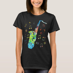 Funny Saxophon Musiker Jazz Musik Lover Farbenfroh T-Shirt