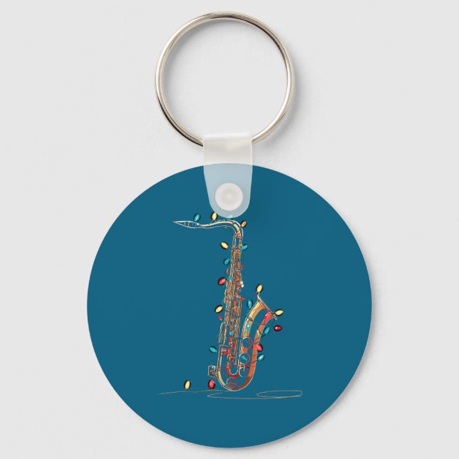 Funny Saxophone Christmas Graphics Lights Lover Pl Schlüsselanhänger (Vorderseite)