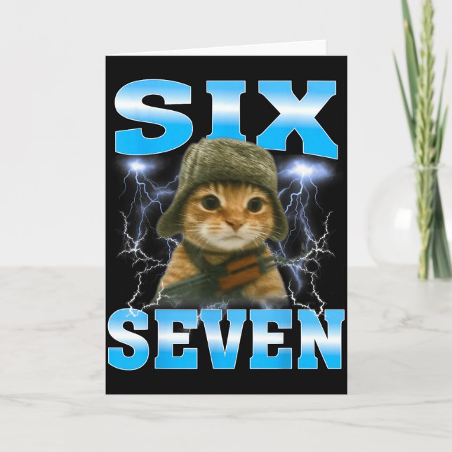 Funny Saying 67 Cats Tummy Ache Survivor Cat Meme  Karte (Vorderseite)