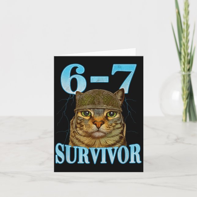 Funny Saying 67 Cats Tummy Ache Survivor Cat Meme  Karte (Vorderseite)
