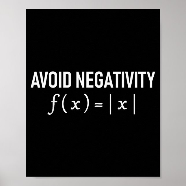Funny Saying Avoid Negativity Math Equation Men Wo Poster (Vorne)