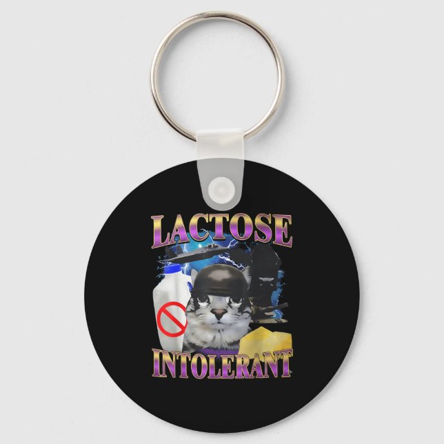 Funny Saying Lactose Intolerant Silly Cat Meme Cat Schlüsselanhänger (Vorderseite)