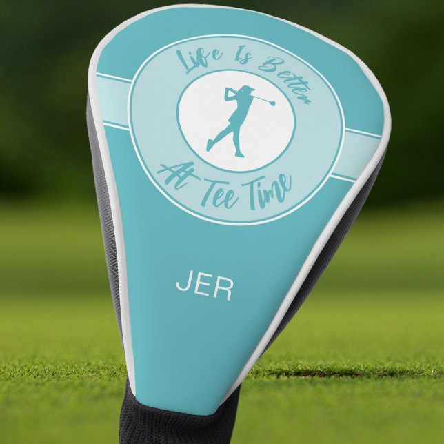 Funny Saying Personalized Monogram Initials Teal Golf Headcover (Funny women’s putter cover with initials—because tee time deserves personality.)