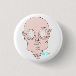 Funny scared cartoon face button