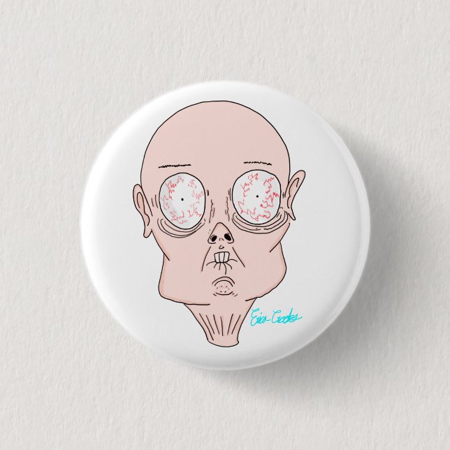 Funny scared cartoon face button (Vorderseite)
