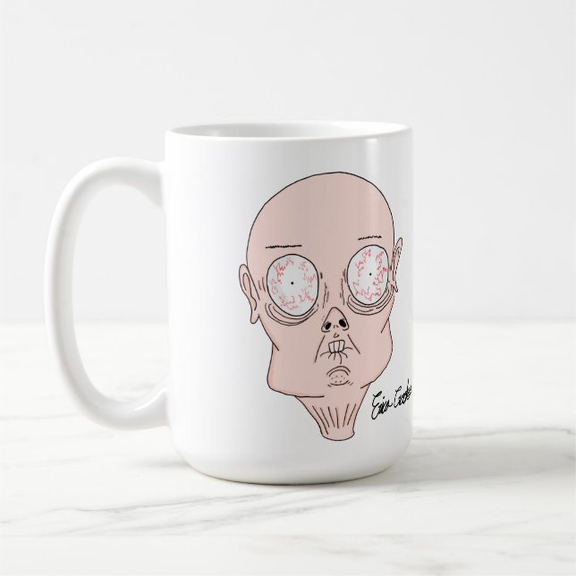 Funny scared cartoon face kaffeetasse (Links)