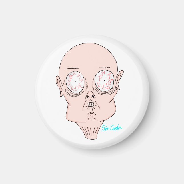 Funny scared cartoon face magnet (Vorne)