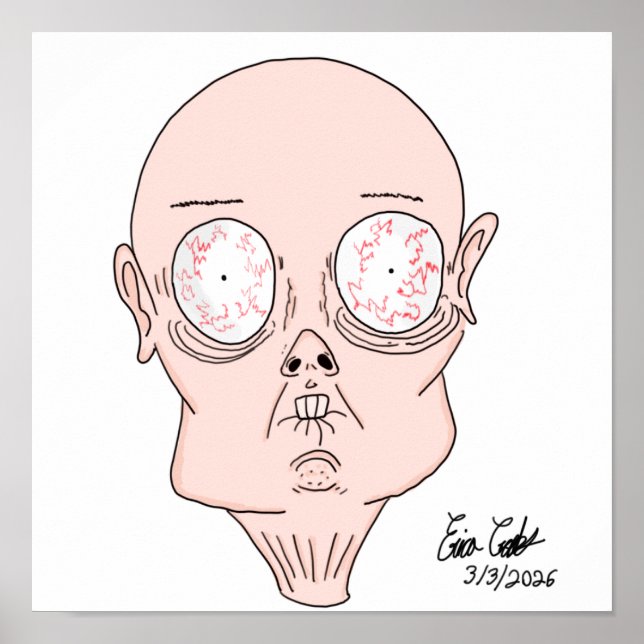 Funny scared cartoon face poster (Vorne)