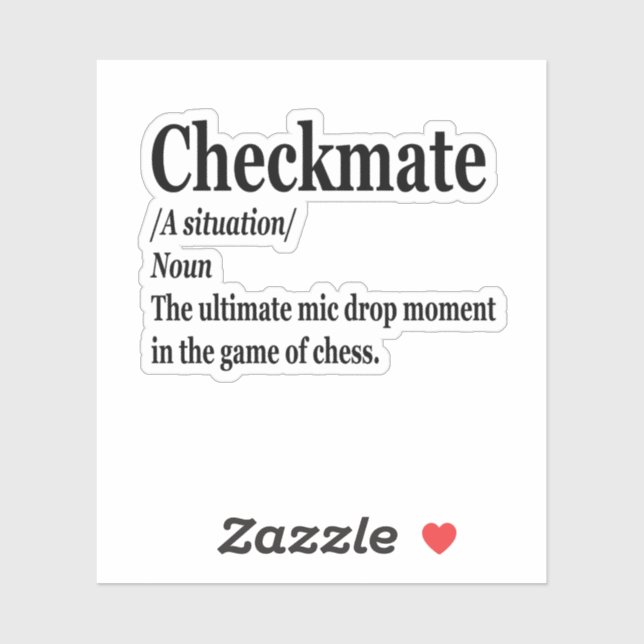 Funny Schach Checkmate Definition Schach Lover Aufkleber (Blatt)