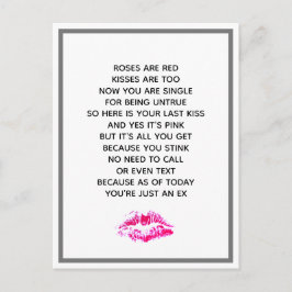 Funny Scheidung Rose sind rotes Gedicht Postkarte
