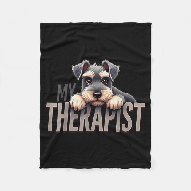 Funny Schnau Puppy My Therast Schnauzer Dog  Fleecedecke (Vorderseite)