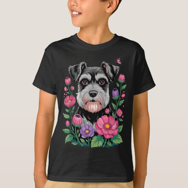 Funny Schnauzer Art For Women Schnauzer Dog Lover  T-Shirt (Vorderseite)
