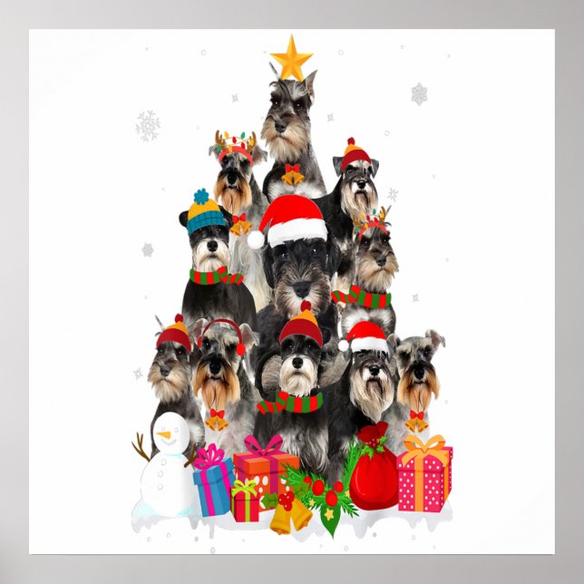 Funny Schnauzer Christmas Tree Pet DOG Lover Gift Poster (Vorne)