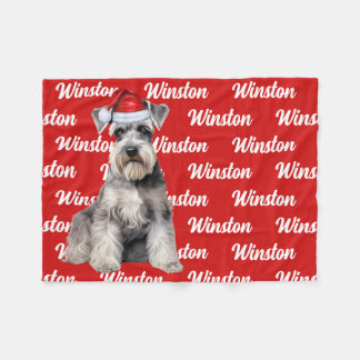 Funny Schnauzer Dog Name Patterned Christmas Fleecedecke