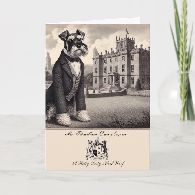 Funny Schnauzer Jane Austen Carte de voeux (Devant)