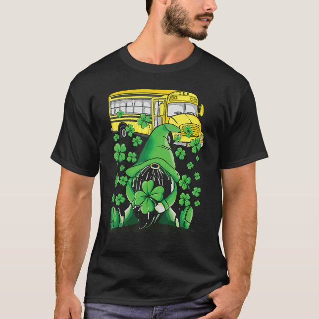 Funny School Bus Driver Gnome St Patricks Day Luck T-Shirt (Vorderseite)