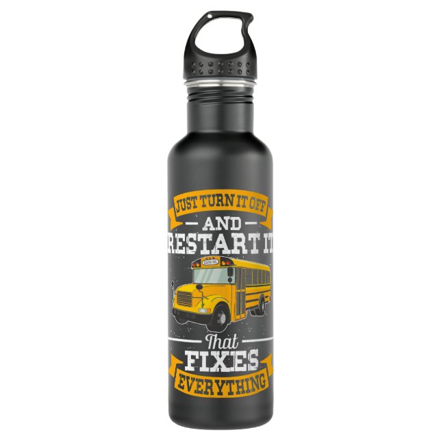 Funny School Bus Fahrergeschenk einfach ausschalte Edelstahlflasche (Vorderseite)