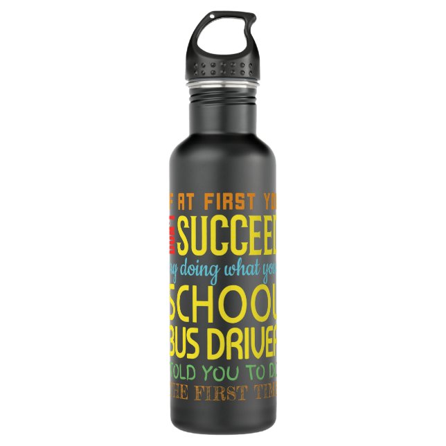 Funny School Busfahrer erfolgreich Geschenkgutacht Edelstahlflasche (Vorderseite)
