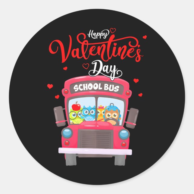 Funny School Busfahrer Owls Valentinstag Runder Aufkleber (Vorderseite)