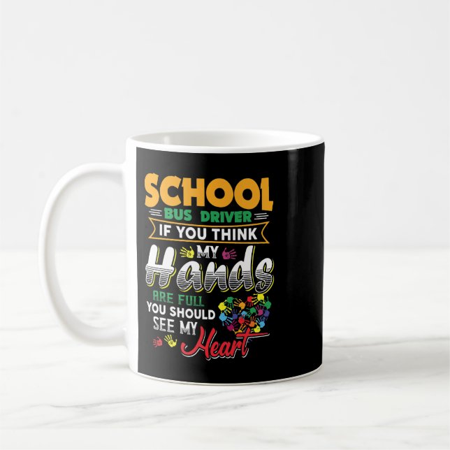 Funny School Busfahrer TShirt Niedlich Herzschlag Kaffeetasse (Links)