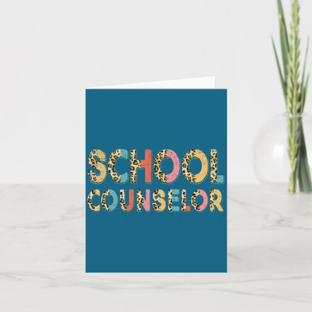 Funny School Counselor Teacher Leopard School Coun Karte (Vorderseite)