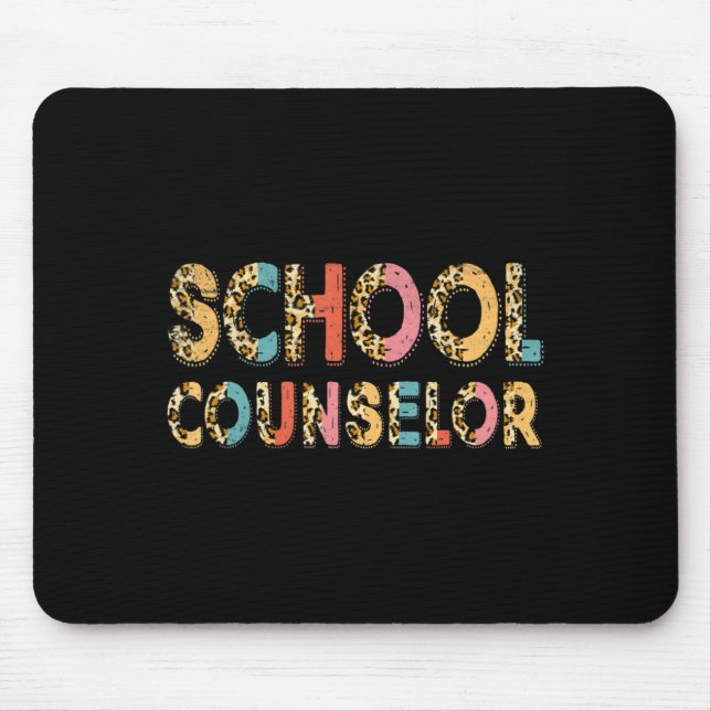Funny School Counselor Teacher Leopard School Coun Mousepad (Vorne)