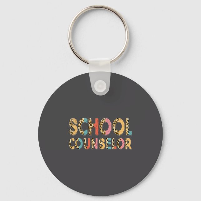 Funny School Counselor Teacher Leopard School Coun Schlüsselanhänger (Vorderseite)