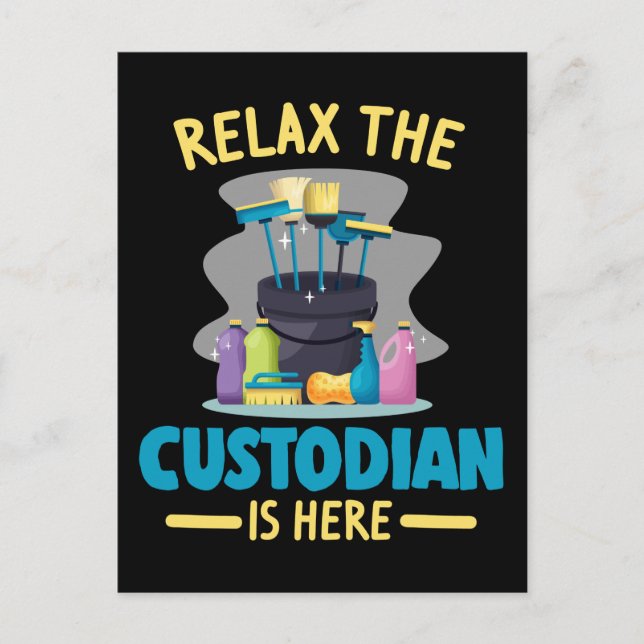 Funny School Custodian Cleaning Janitor Caretaker Postkarte (Vorderseite)