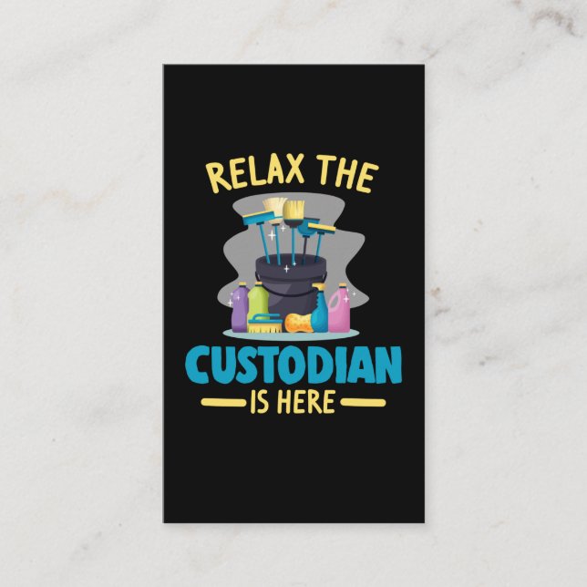 Funny School Custodian Cleaning Janitor Caretaker Visitenkarte (Vorderseite)