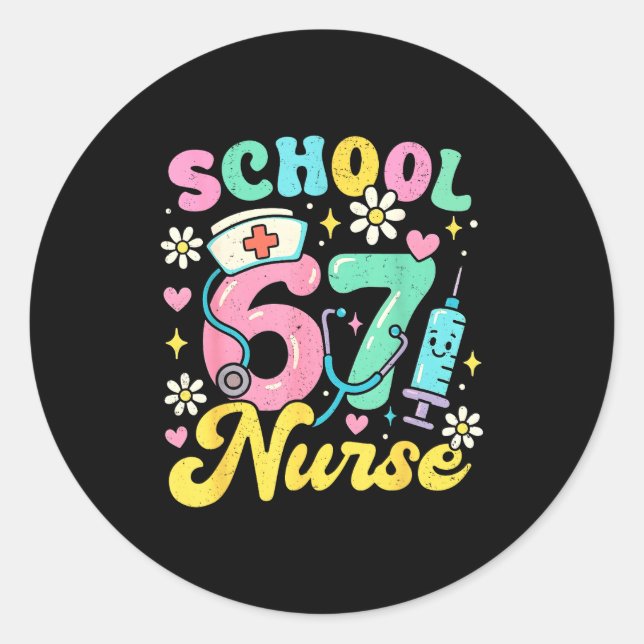 Funny School Nurse 67 Cute Medical Meme Design  Runder Aufkleber (Vorderseite)