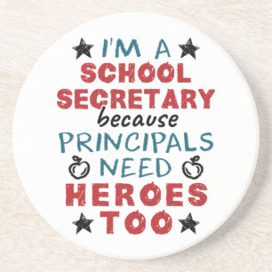 Funny School Secretary Heroes Wertschätzung Getränkeuntersetzer