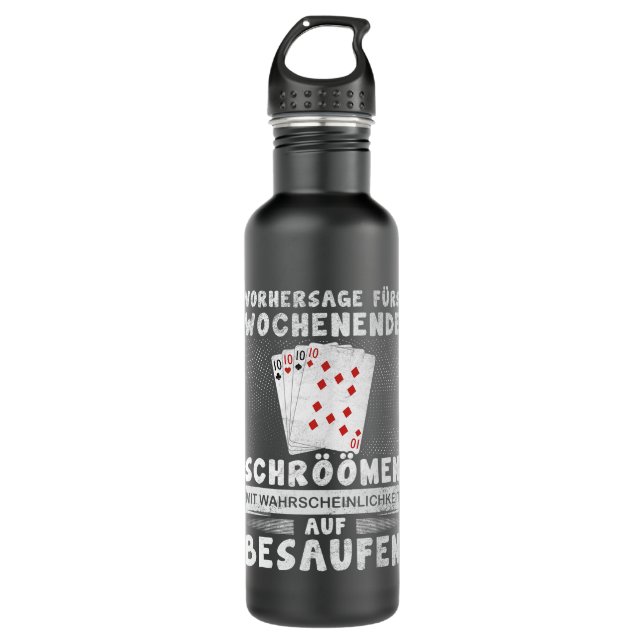 Funny Schröömen Doll Kartenspiel Rheinland Sprichw Edelstahlflasche (Vorderseite)