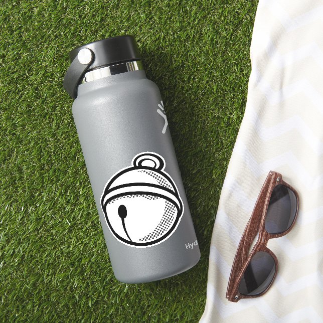 Funny Schwarz-weiß Cat Bell Pop Art Vector Aufkleber (HydroFlask Insitu)