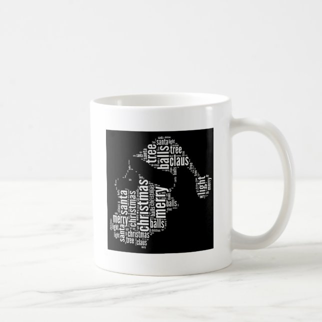 Funny Schwarz-weiß Frohe Weihnachtstypografie Kaffeetasse (Rechts)