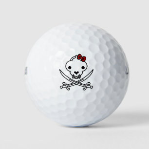 Funny Schwarz-weiß Jolly Kitty Pirate Skull Bones Golfball