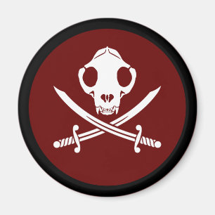 Funny Schwarz-weiß Jolly Kitty Pirate Skull Bones Magnet