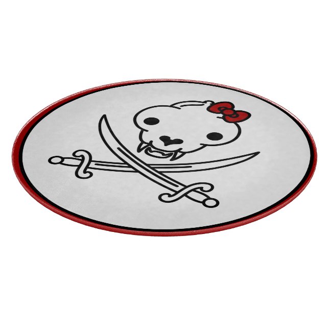 Funny Schwarz-weiß Jolly Kitty Pirate Skull Bones Schneidebrett (Ecke)