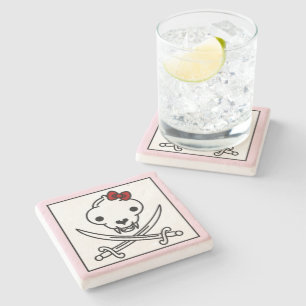 Funny Schwarz-weiß Jolly Kitty Pirate Skull Bones Steinuntersetzer